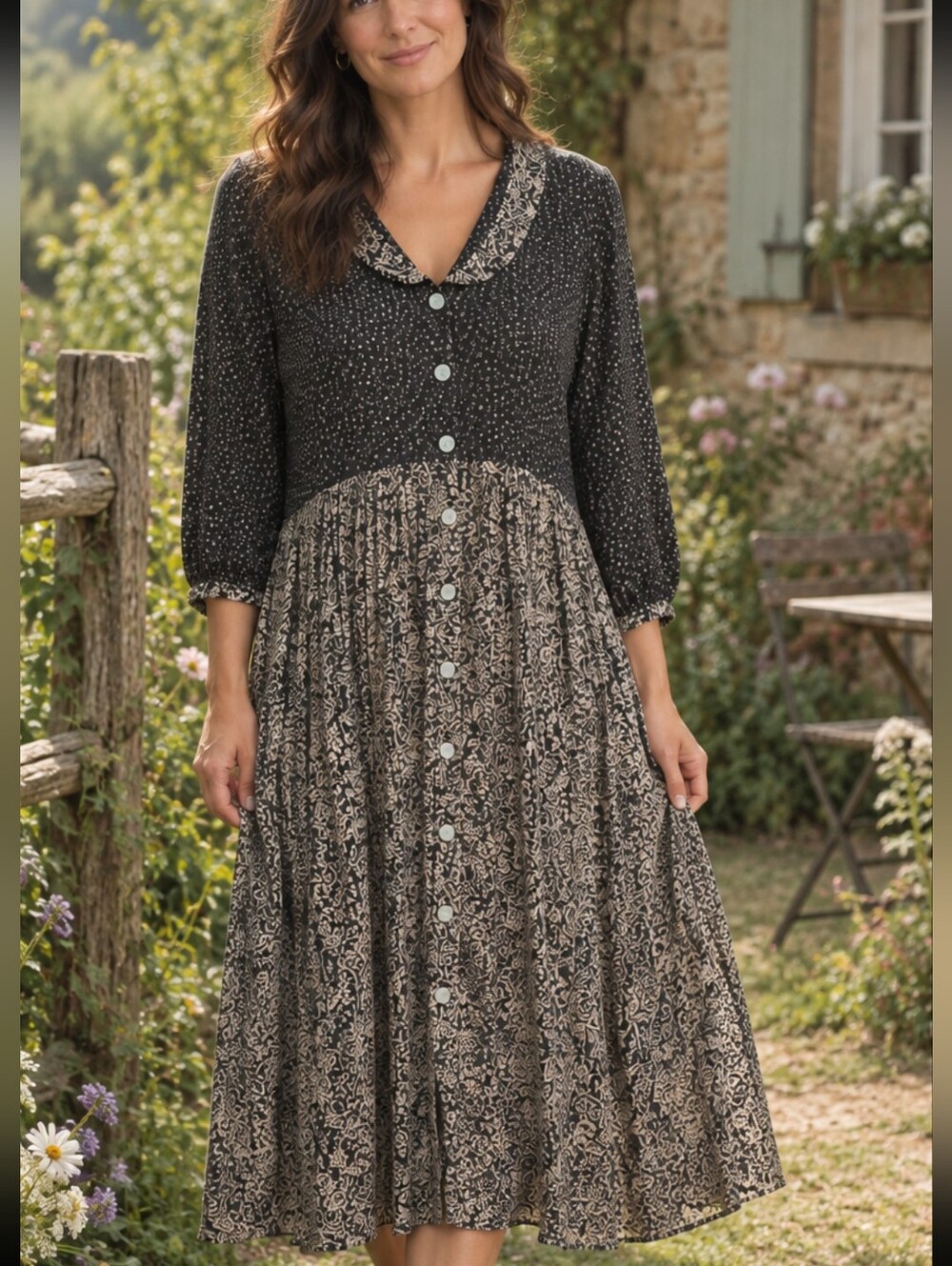 Banyan Tree Batiked Rayon Vintage Cottagecore Dress Size Large